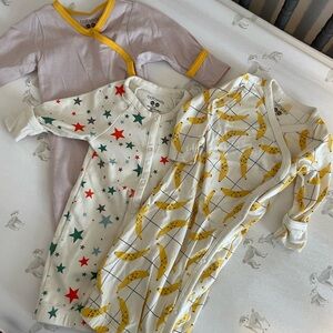 Babysoy gown Pajamas Set - organic / lot of three / 0-3 months